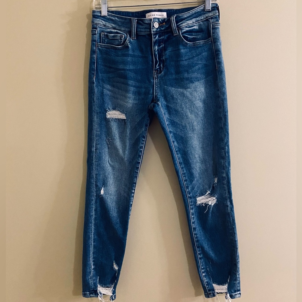Flying Monkey Skinny Skinny Distressed Mid Rise Jeans Size 28